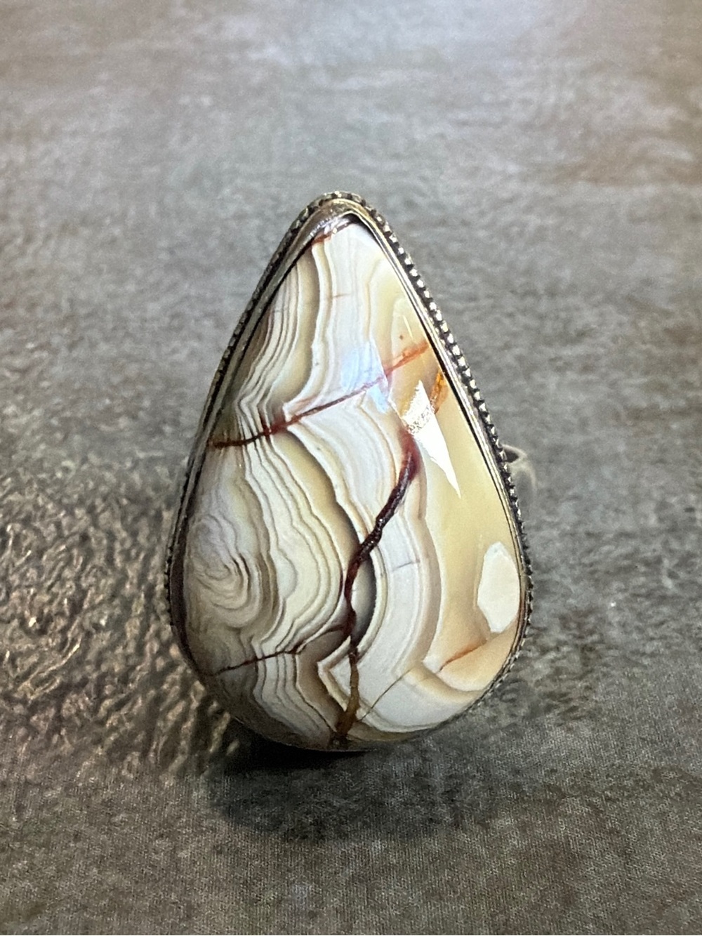 Vintage Style Women Ring Size 8 Silver 925 Plated Crazy Lace Agate Stone